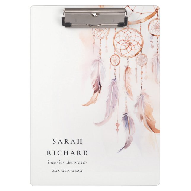Porte-bloc Boho Dreamcatcher Watercolor Lilac Blush Peach (Devant)