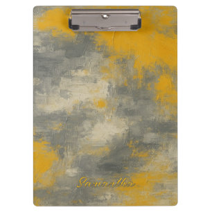 Porte-bloc Boho Elegance Abstraite moutarde & Gris Art