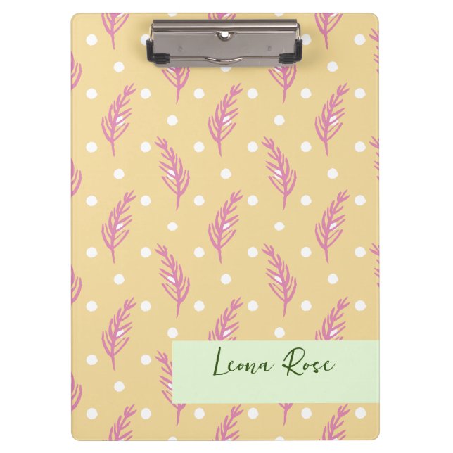 Porte-bloc Boho Feuilles & points White Pink Cream Custom (Devant)