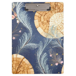Porte-bloc Boho Grain de Bois Éventail et Pinceau Botanique N