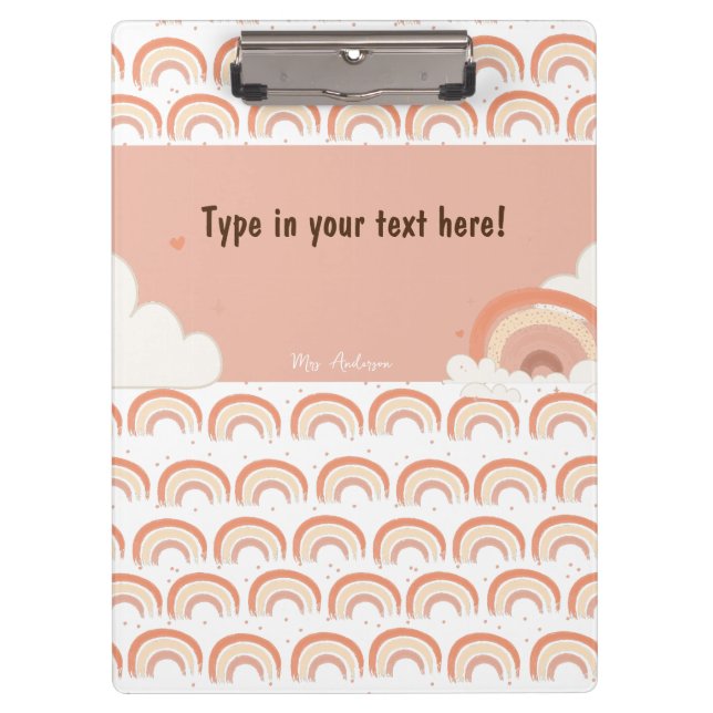 Porte-bloc Boho moderne arc-en-ciel Classeur personnalisé, pe (Devant)