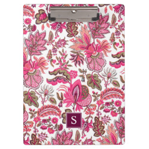 Porte-bloc Boho rose Vintage Monogramme floral