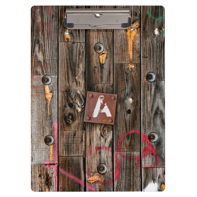Porte-bloc Bois rustique industriel personnalisé (Devant)