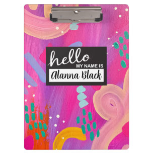 Porte-bloc Bonjour Mon Nom Est Rose Girly Abstraite esthétiqu