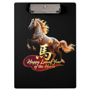 Porte-bloc Bonne année lunaire Majestueux Cheval Doré 