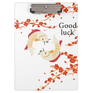 Porte-bloc Bonne chance Poisson Koi avec Sakura   Japonais él