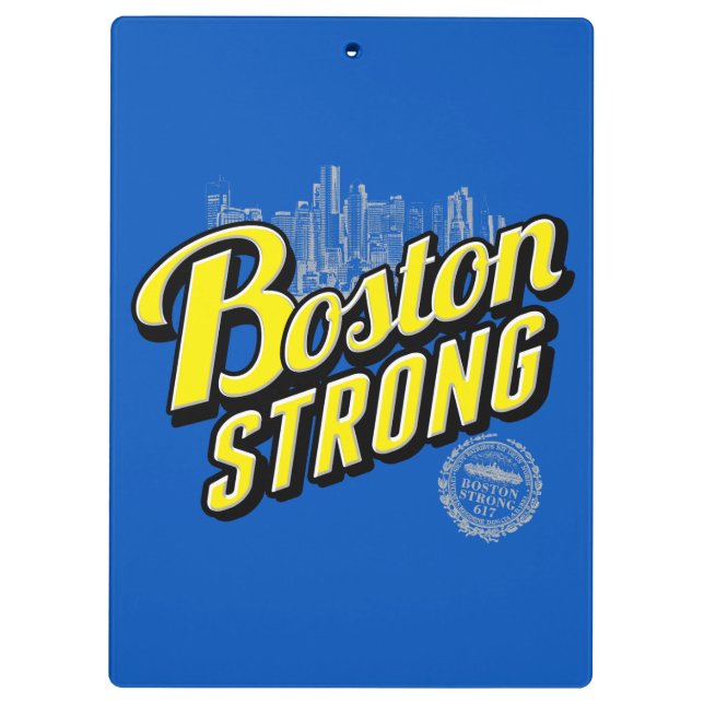 Porte-bloc Boston Strong sur un décor bleu (Dos)