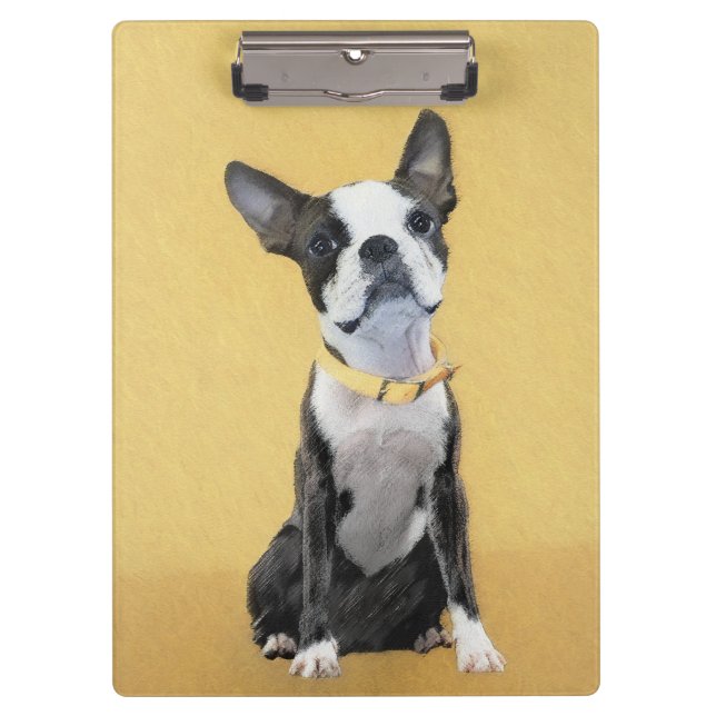 Porte-bloc Boston Terrier Peinture - Cute Original Chien Art (Devant)