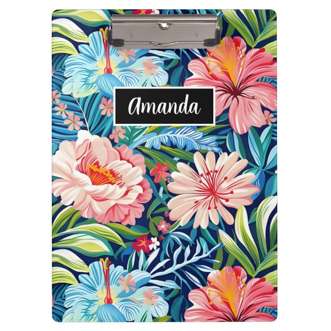 Porte-bloc Botanical Tropical Summer Flowers Pattern Floral (Devant)