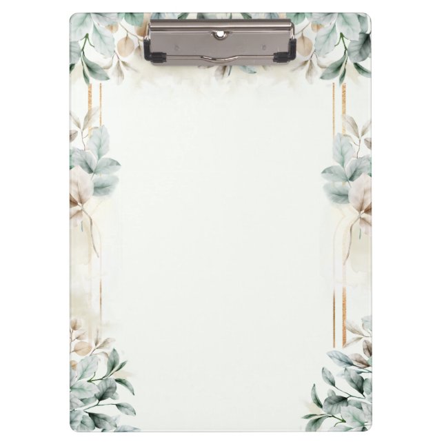Porte-bloc botanique à l'aquarelle élégant | Vert  (Devant)