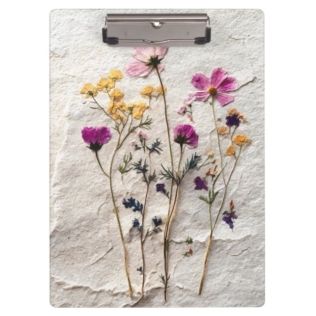 Porte-bloc botanique de fleurs sauvages pressées (Devant)