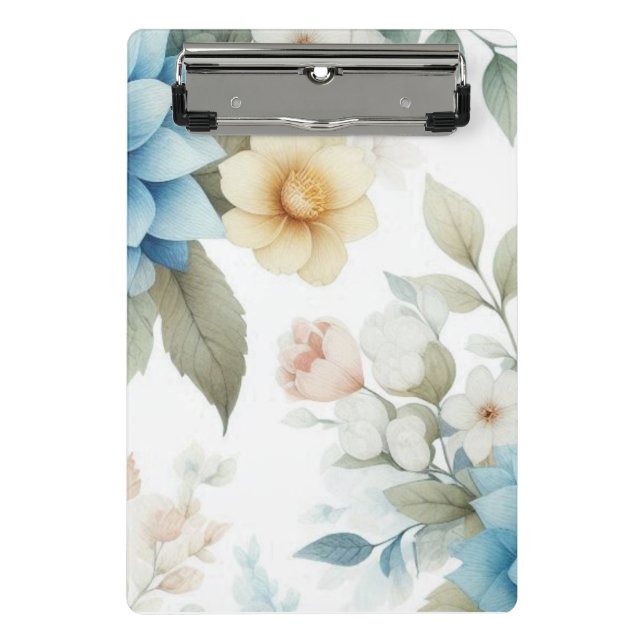 Porte-bloc botanique pastel bleu jaune mini (Devant)