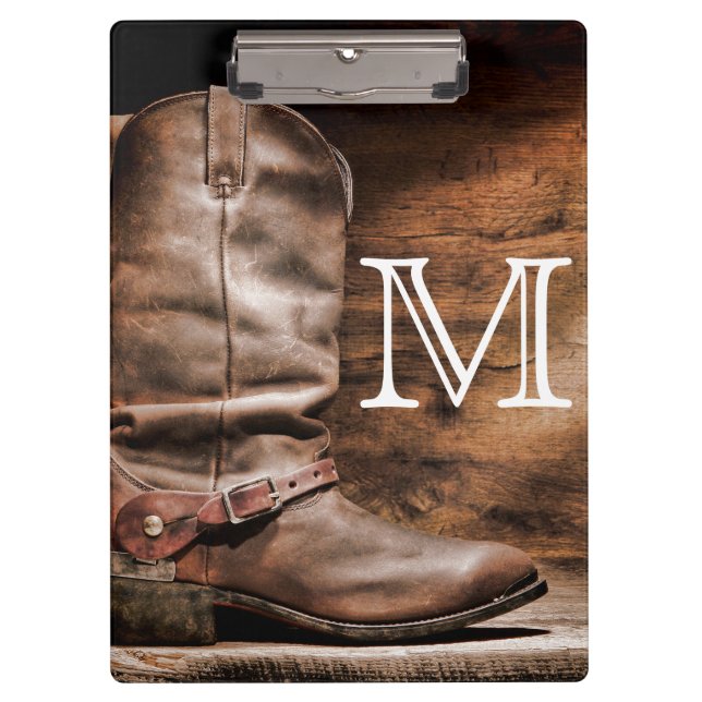 Porte-bloc Botte de vache Boots Spur Monogramme Carte d'clip  (Devant)