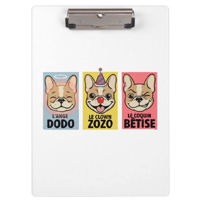 Porte-bloc Bouledogue Français Trois Humeurs  (Devant)