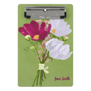 Porte-bloc Bouquet de cosmos rose et blanc sur mini porte-blo