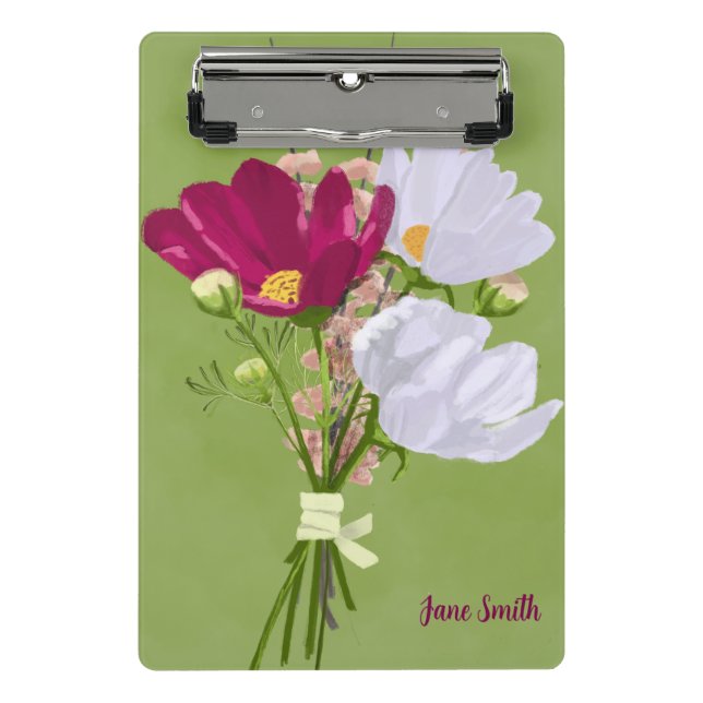 Porte-bloc Bouquet de cosmos rose et blanc sur mini porte-blo (Devant)
