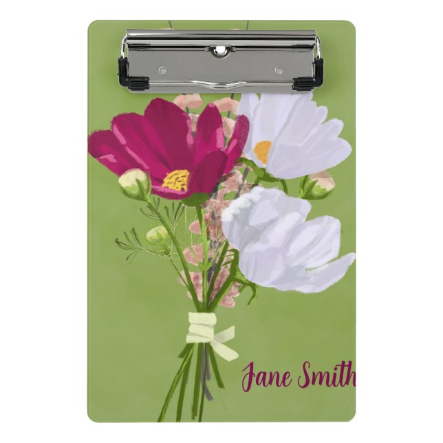 Porte-bloc Bouquet de cosmos rose et blanc sur mini porte-blo (Devant)