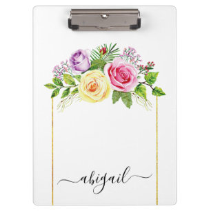 Porte-bloc Bouquet de roses d'aquarelle printemps et été fleu