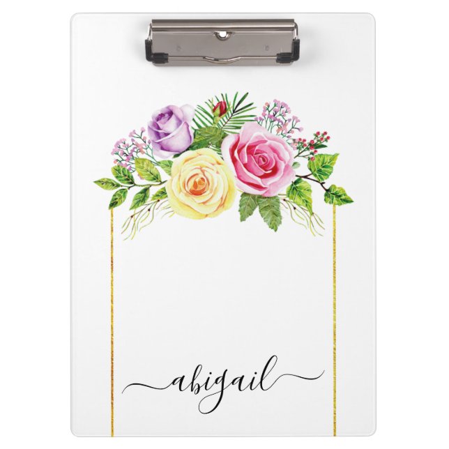 Porte-bloc Bouquet de roses d'aquarelle printemps et été fleu (Devant)