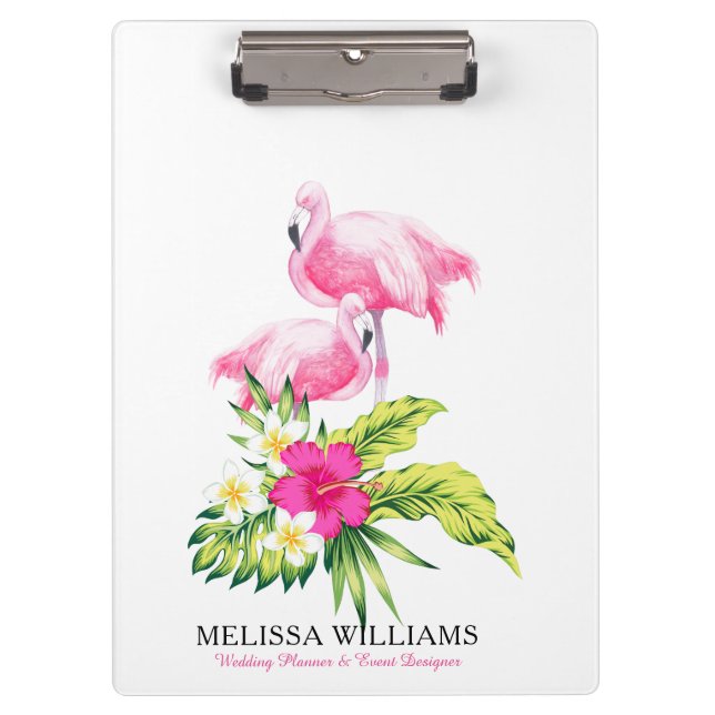 Porte-bloc Bouquet Flamants roses & Fleurs Tropicales (Devant)