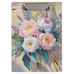 Porte-bloc Bouquet floral pivoines lavande