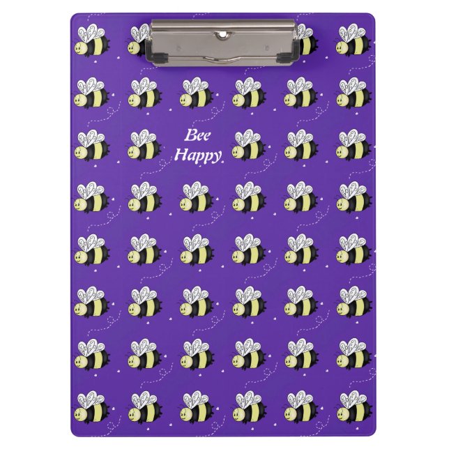 Porte-bloc Bourdon Violet "Soyez Heureux" (Devant)