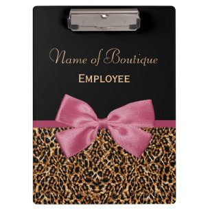 Porte-bloc Boutique Léopard d'Or Chic Sangria Pink Bow