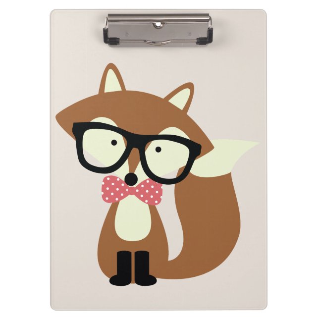 Porte-bloc Bow Cravate et lunettes Hipster Renard Brown (Devant)