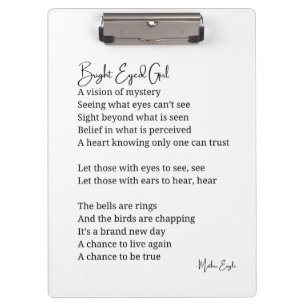 Porte-bloc Bright Eyed Girl Inspirational Poem Wall Art