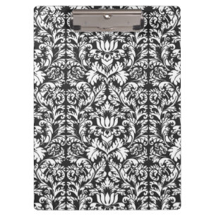 Porte-bloc Brocard de dentelle en damas noir et blanc vintage