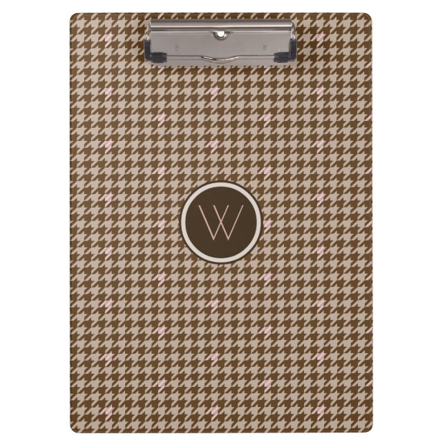 Porte-bloc Brown avec Rose Gold Accent Houndstooth Porte - bl (Devant)
