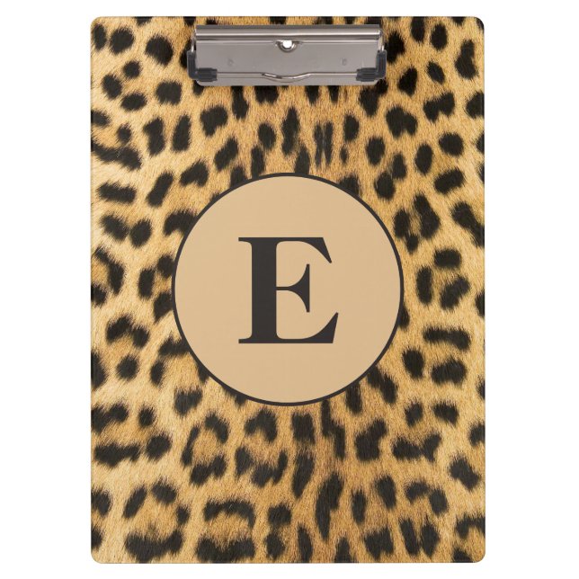 Porte-bloc Brown noir Cheetah Empreinte de léopard Monogramme (Devant)