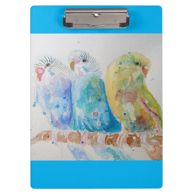 Porte-bloc Budgie Aquarelle Peinture d'oiseau Budgies Aqua Tu (Devant)