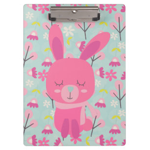 Porte-bloc Bunnies et fleurs roses
