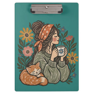 Porte-bloc Bureau Chat Cozy Cottagecore & Café Mignon