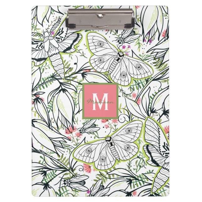 Porte-bloc Butterfly Spring Floral Monogram School (Devant)