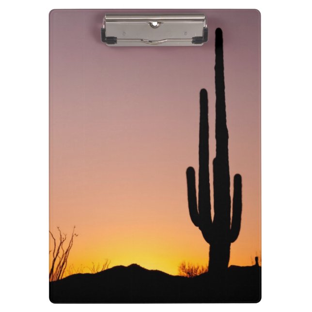 Porte-bloc Cactus de Saguaro au coucher du soleil (Devant)