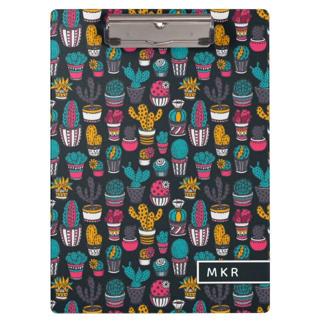 Porte-bloc Cactus tiré par la main dans le motif de style de (Devant)