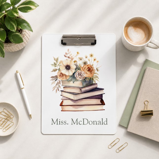 Porte-bloc Cadeau d'appréciation pour enseignant Livres flora (Créateur téléchargé)