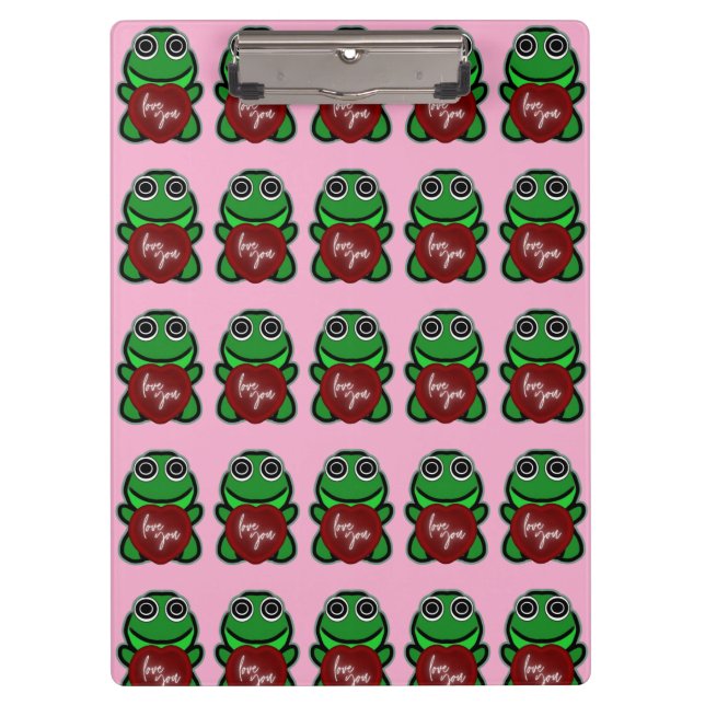 Porte-bloc Cadeau de coeur de grenouille mignonne de l'amour  (Devant)