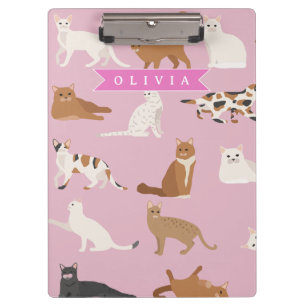 Porte-bloc Cadeau Personnalisé Motif de Chat Rose Mignon pour