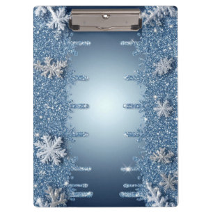 Porte-bloc Cadre flocon de neige bleu pailleté avec glaçons