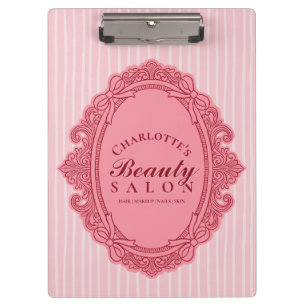 Porte-bloc Cadre ovale orné vintage rose Salon de beauté 
