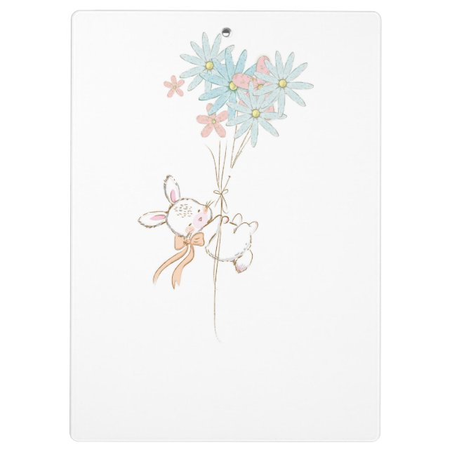 Porte-bloc Cahier de notes avec des lapins mignons et des fle (Dos)