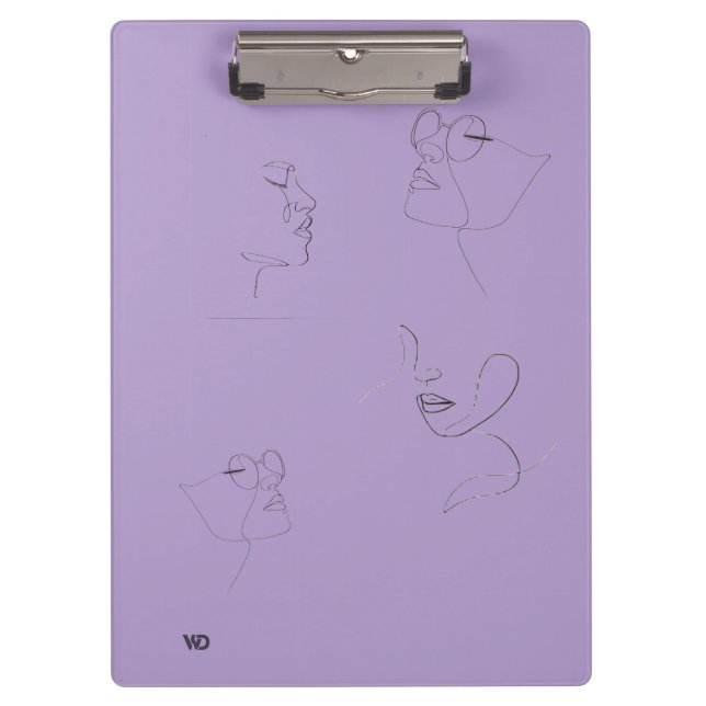 Porte-bloc Cahier de style esquisse violet – Couverture rigid (Devant)