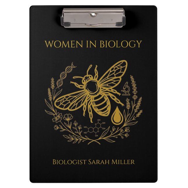 Porte-bloc Cahier Spirale Biologie Bee & ADN Doré (Devant)