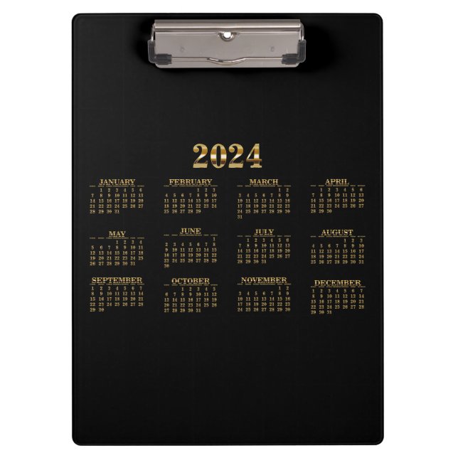Porte-bloc Calendrier 2024 Noir/Or (Devant)