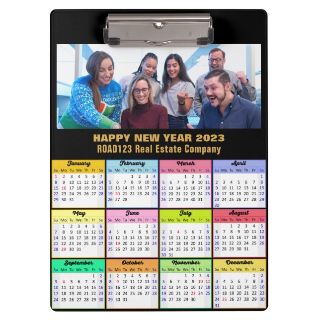 Porte-bloc Calendrier Gold Script 2023 Photo d'entreprise per (Devant)