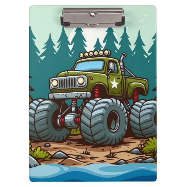 Porte-bloc Camion Monster Vert dans la forêt (Devant)