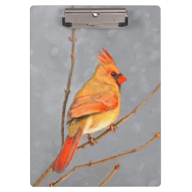 Porte-bloc Cardinal sur la peinture de branche - Art original (Devant)